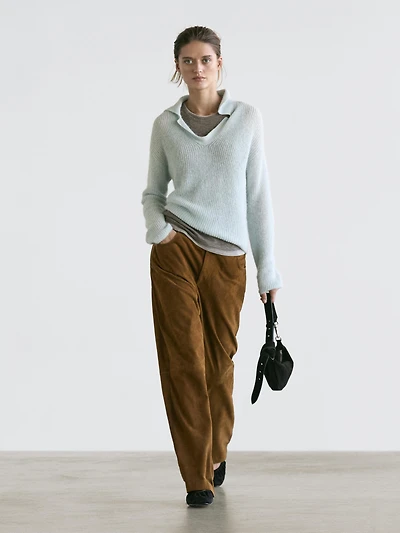 Alpaca blend knit polo sweater