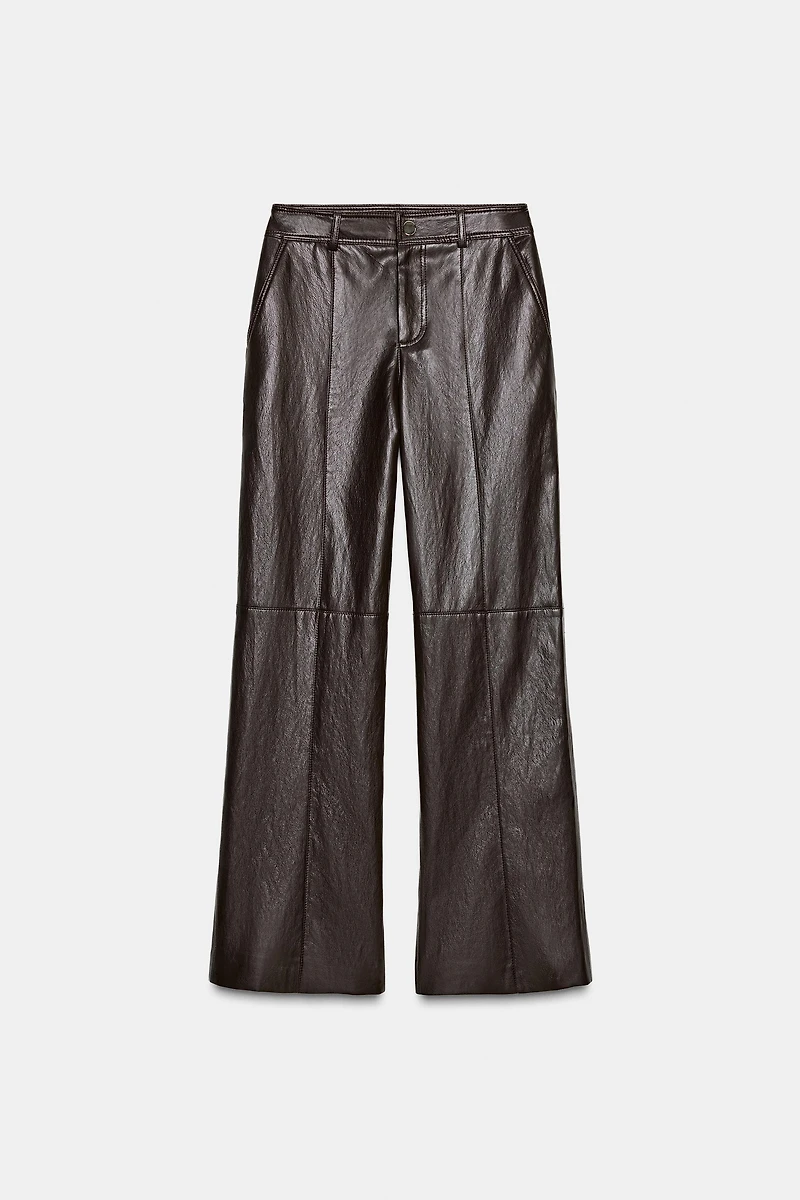FAUX LEATHER STRAIGHT PANTS