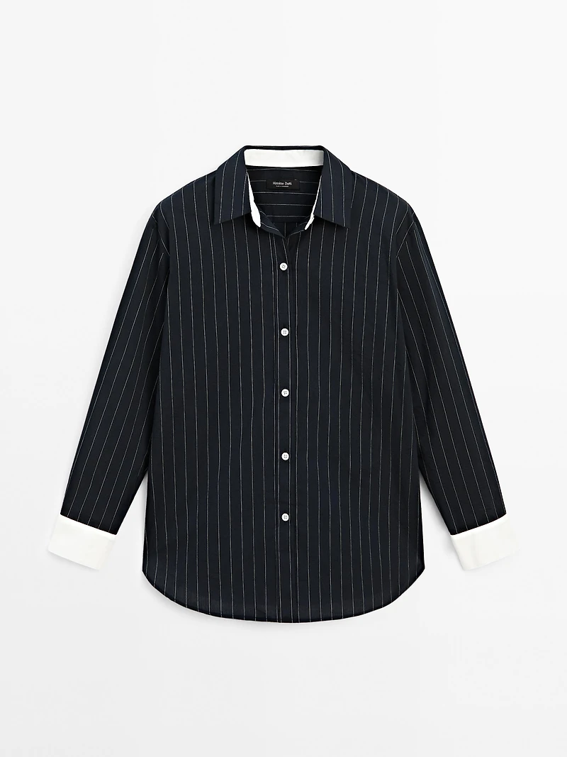 Striped shirt with contrast detail