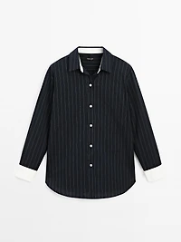 Striped shirt with contrast detail