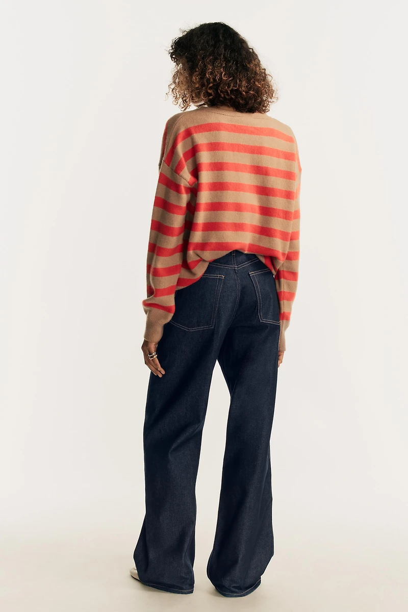 STRIPED WOOL AND CASHMERE SWEATER