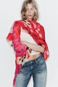 HIBISCUS PRINT MODAL SILK SCARF