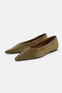 POINTED TOE SUEDE BALLET FLATS