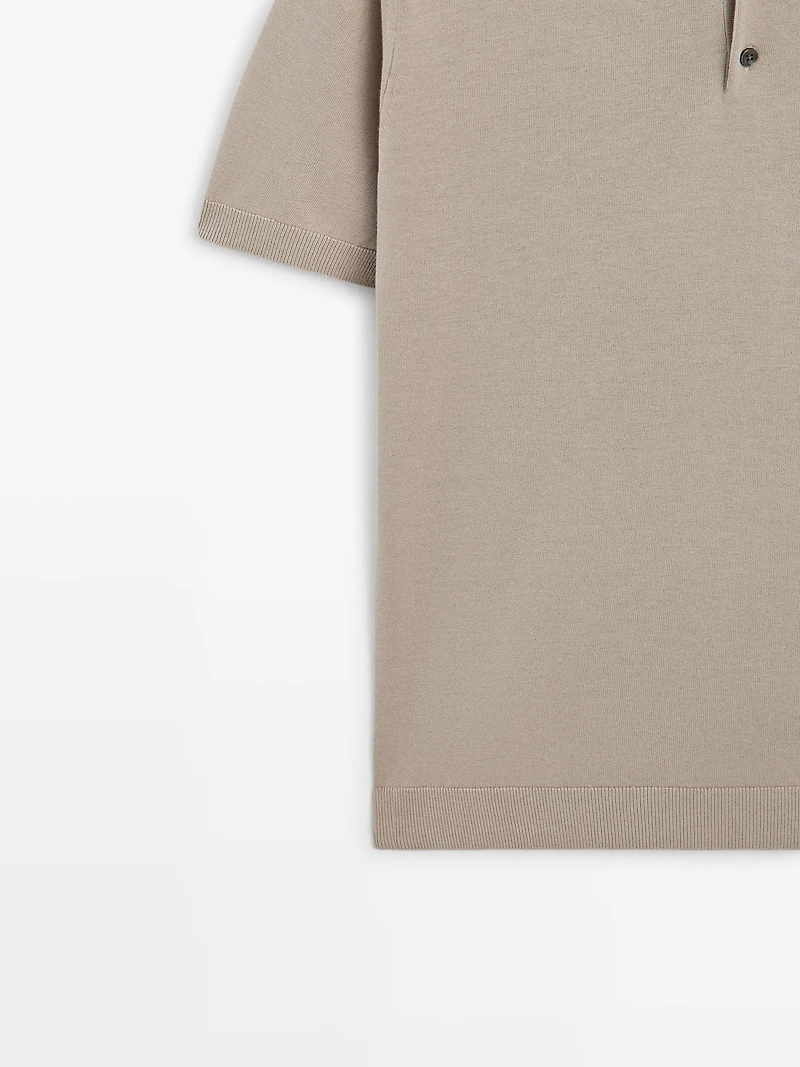 Knit cotton polo shirt