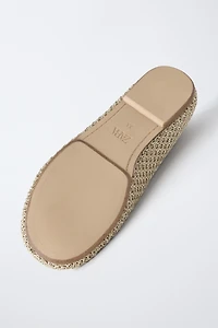METALLIC CROCHET EFFECT BALLET FLATS