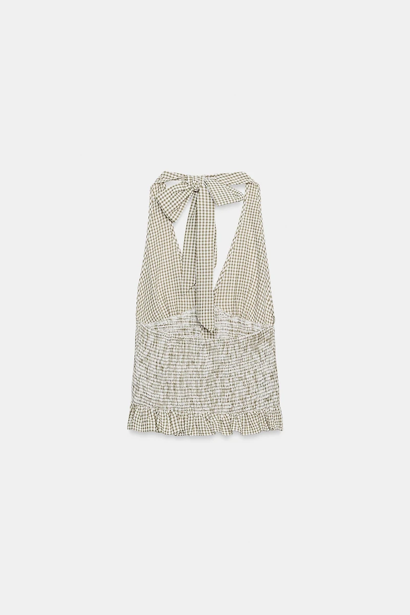 GINGHAM HALTER TOP