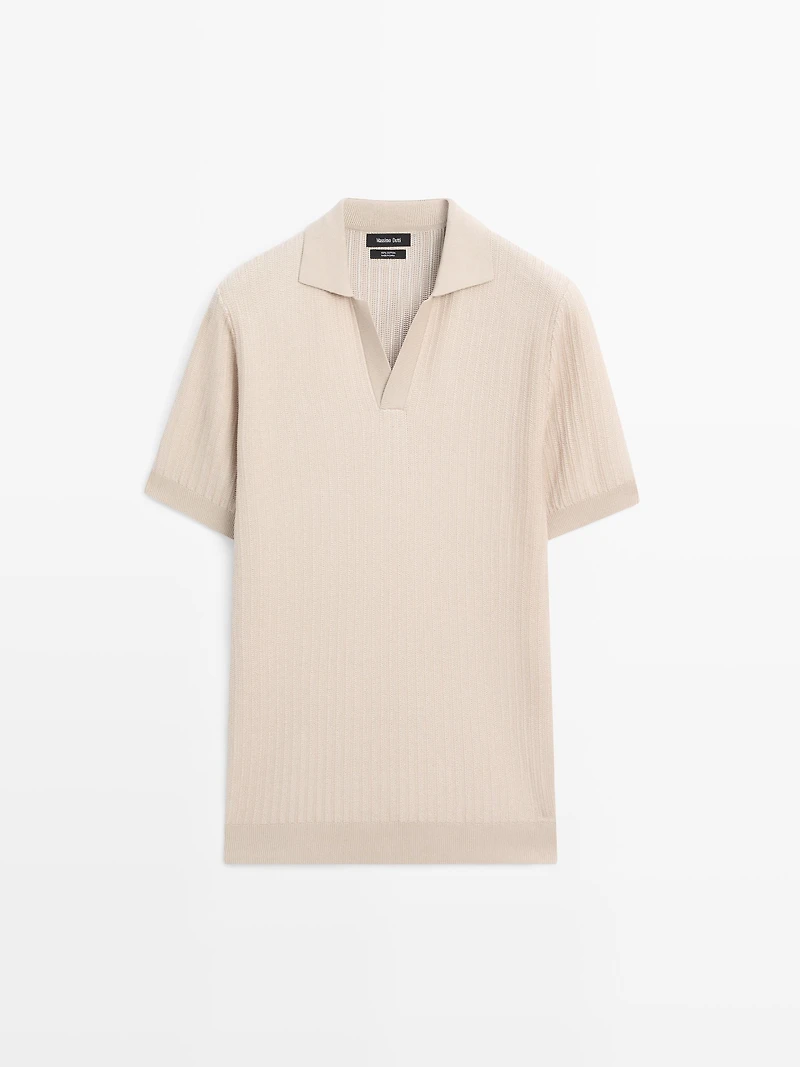 Pull polo en maille jacquard