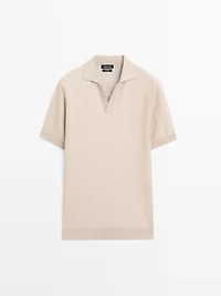Pull polo en maille jacquard