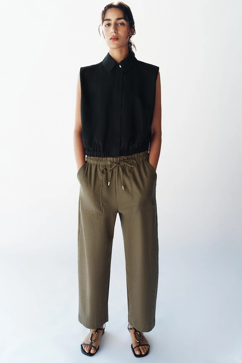 PANTALON TAPERED À TAILLE ÉLASTIQUE