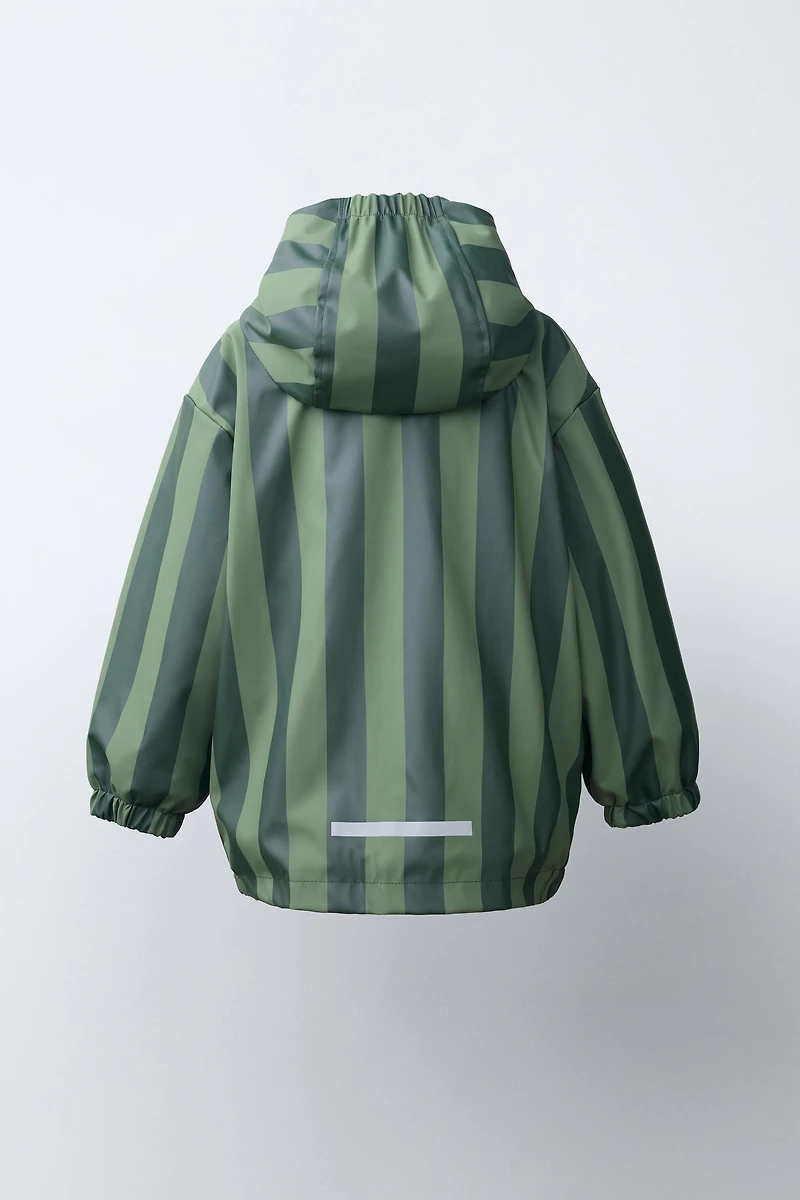 STRIPED WATER-RESISTANT RUBBERIZED RAINCOAT