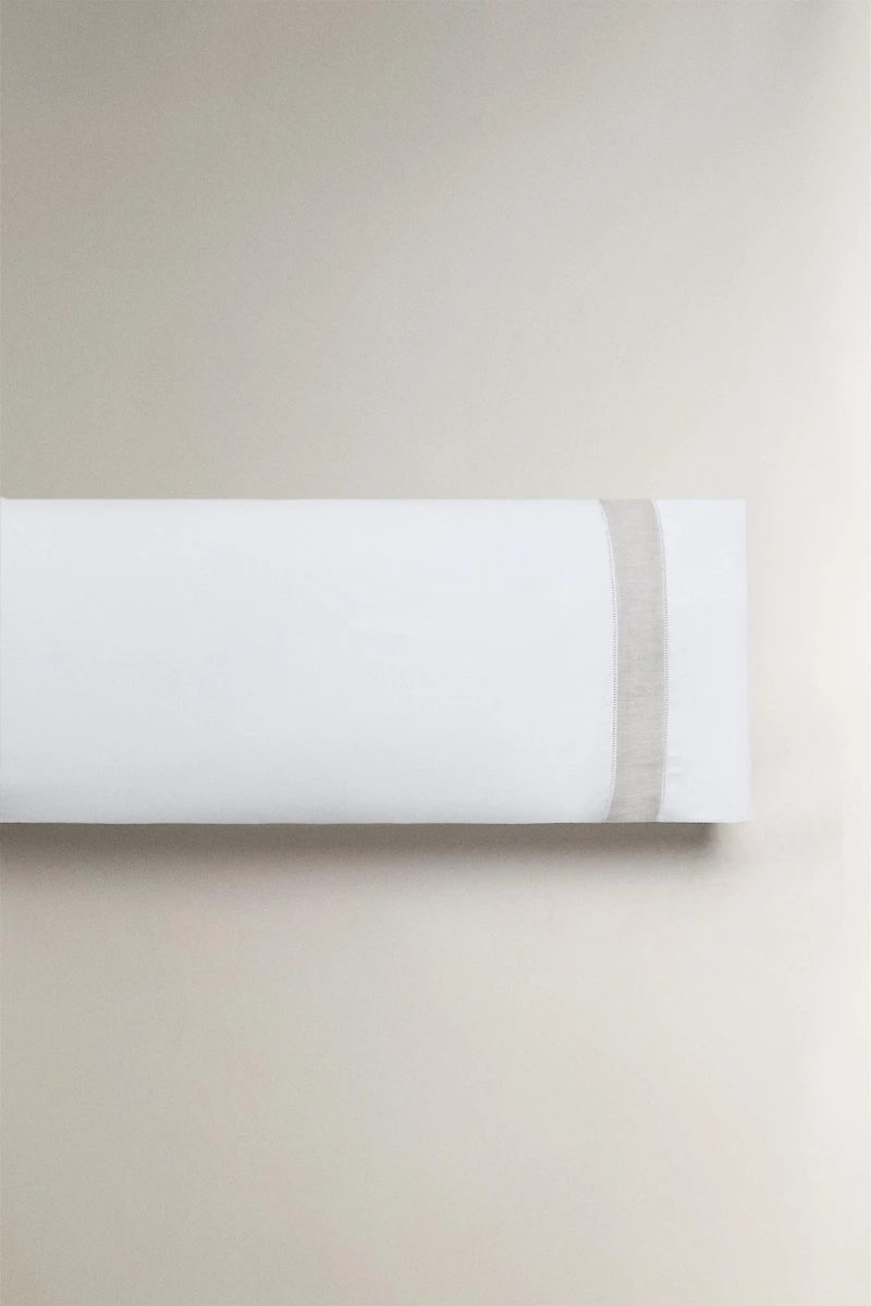 COTTON PILLOWCASE WITH LINEN BORDER