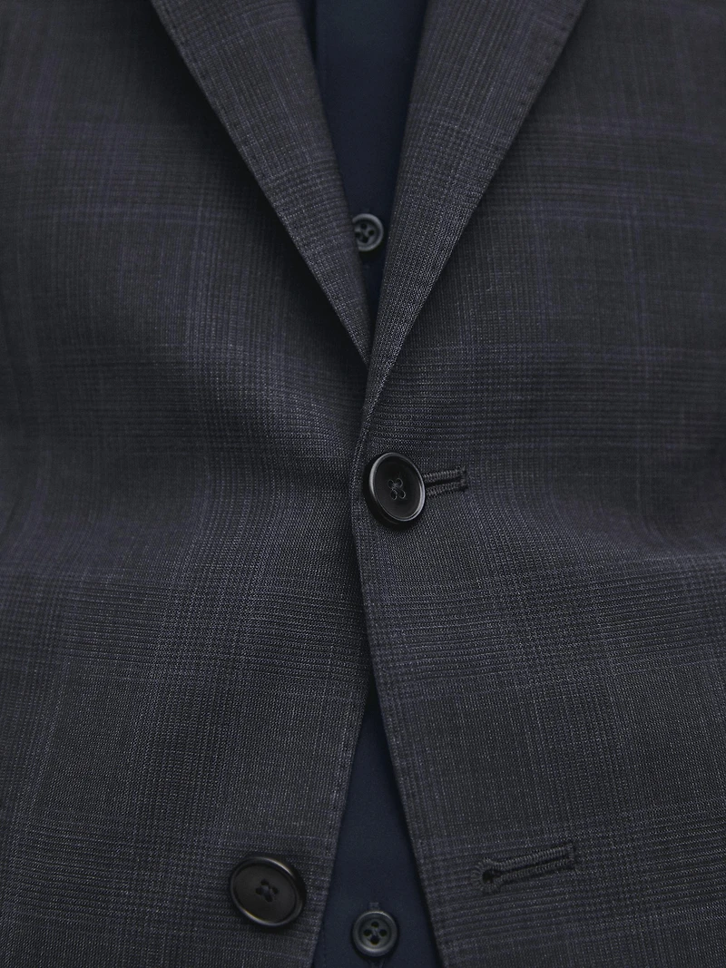 100% wool check suit blazer