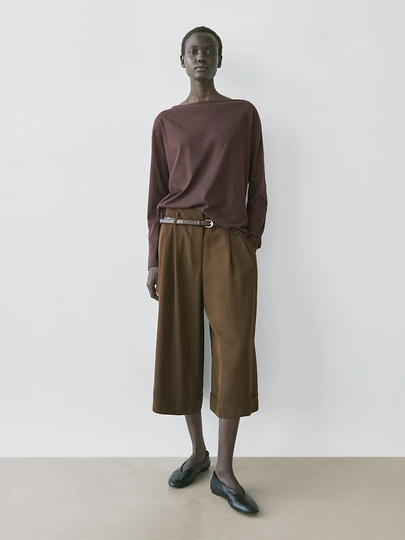 100% cotton boat neck T-shirt