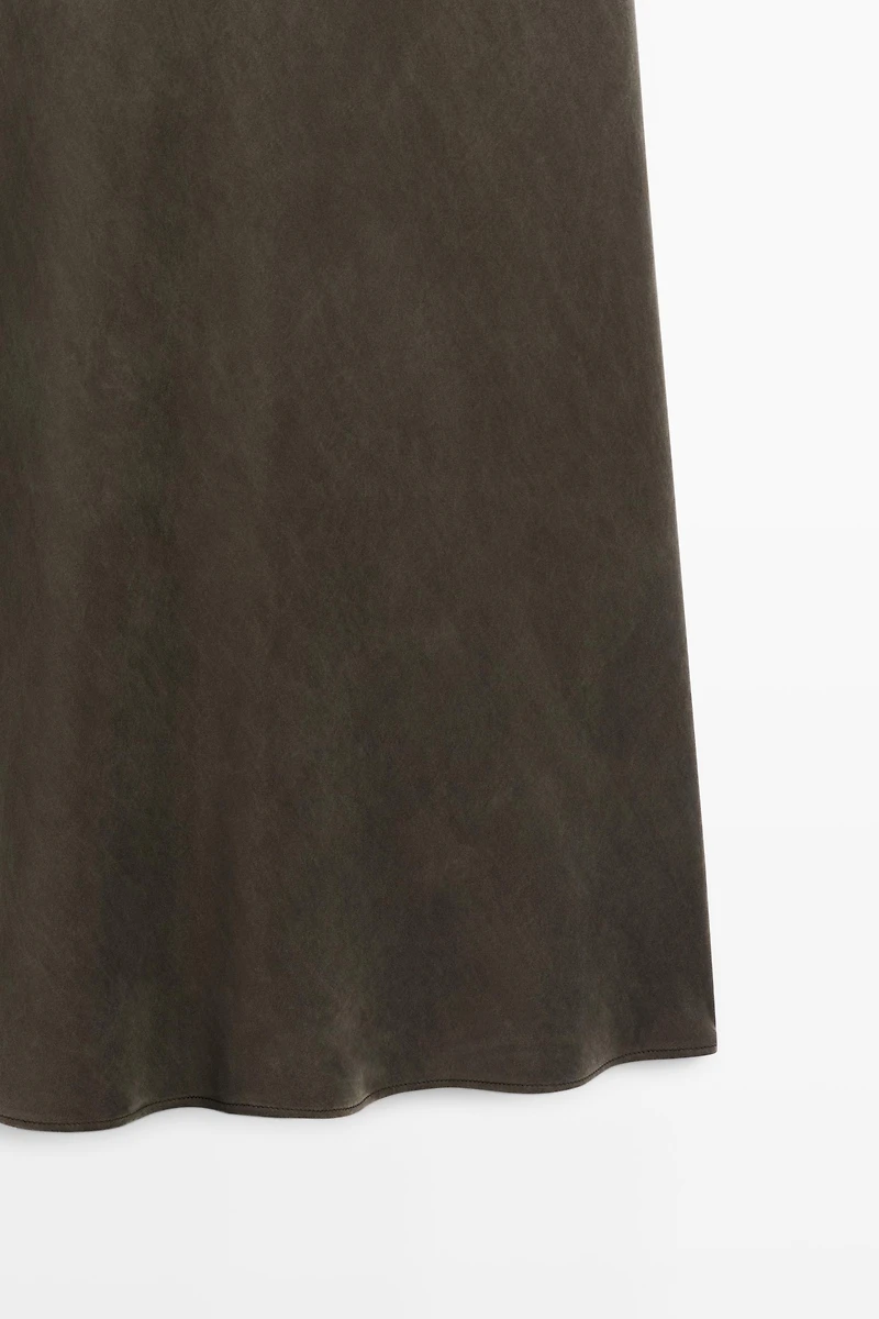 Flowing lingerie midi dress with thin straps