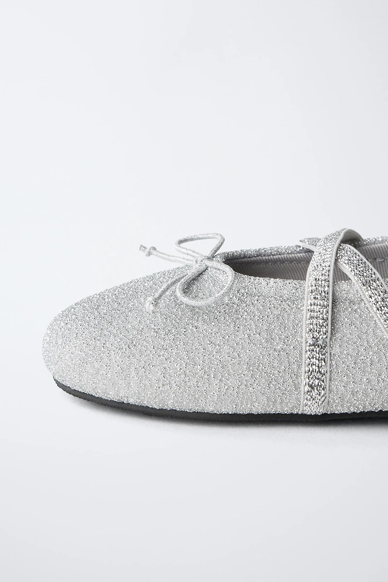 SILVER PARTY BALLET FLATS