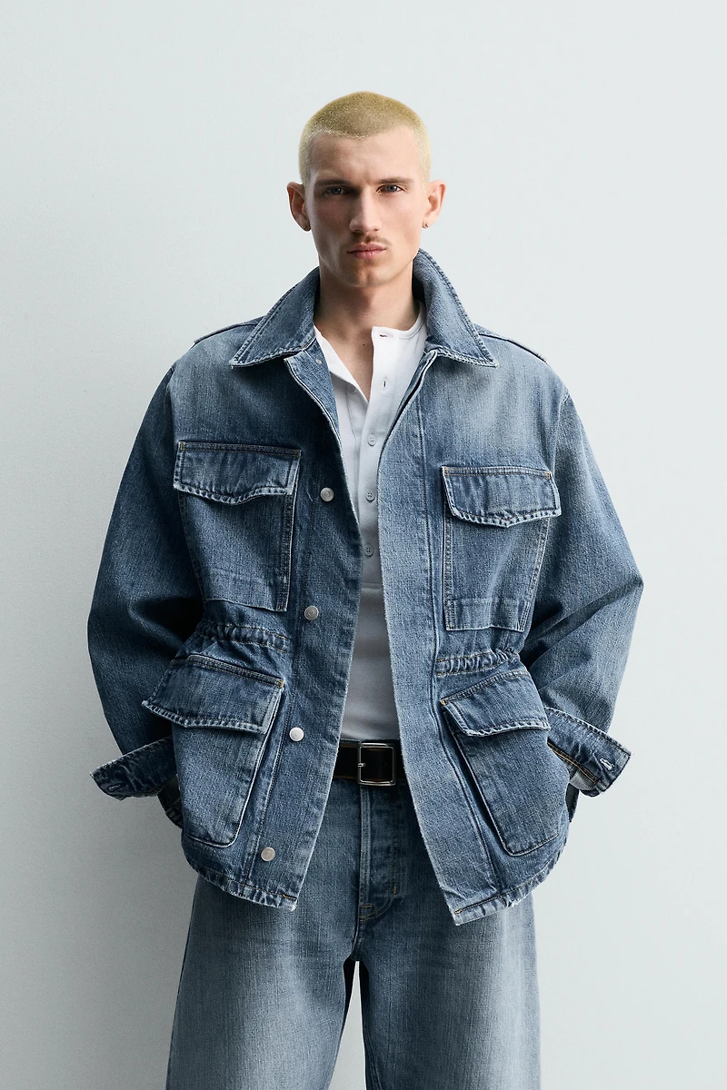 DENIM UTILITY POCKET PARKA