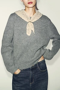 COMBINATION SCARF KNIT JUMPER