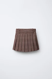 PLAID DOUBLE BELT SKORT
