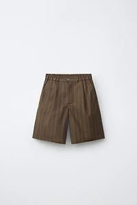 STRIPED COTTON AND LINEN SHORTS