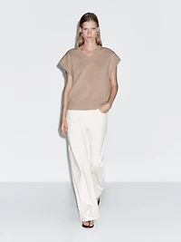 Wool blend knit vest