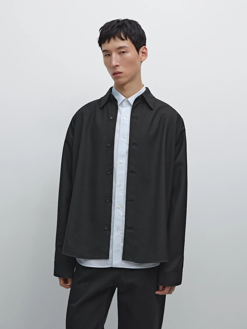 Wool blend overshirt with pockets