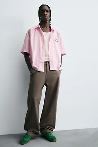 COMBINATION TEXT STRIPED SHIRT