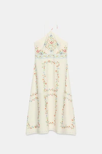 PRINTED LINEN MIDI DRESS