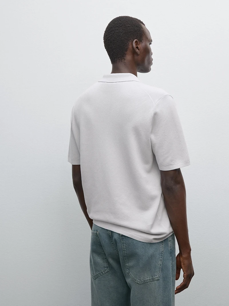 100% cotton textured knit polo shirt