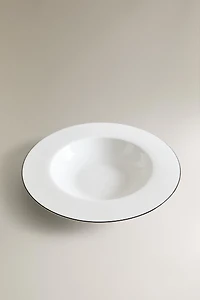 BONE CHINA SOUP PLATE WITH BLACK RIM