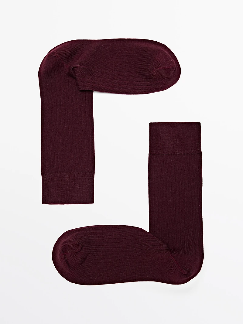 Chaussettes côtelées en coton mélangé