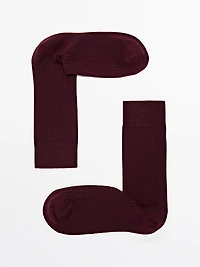 Chaussettes côtelées en coton mélangé