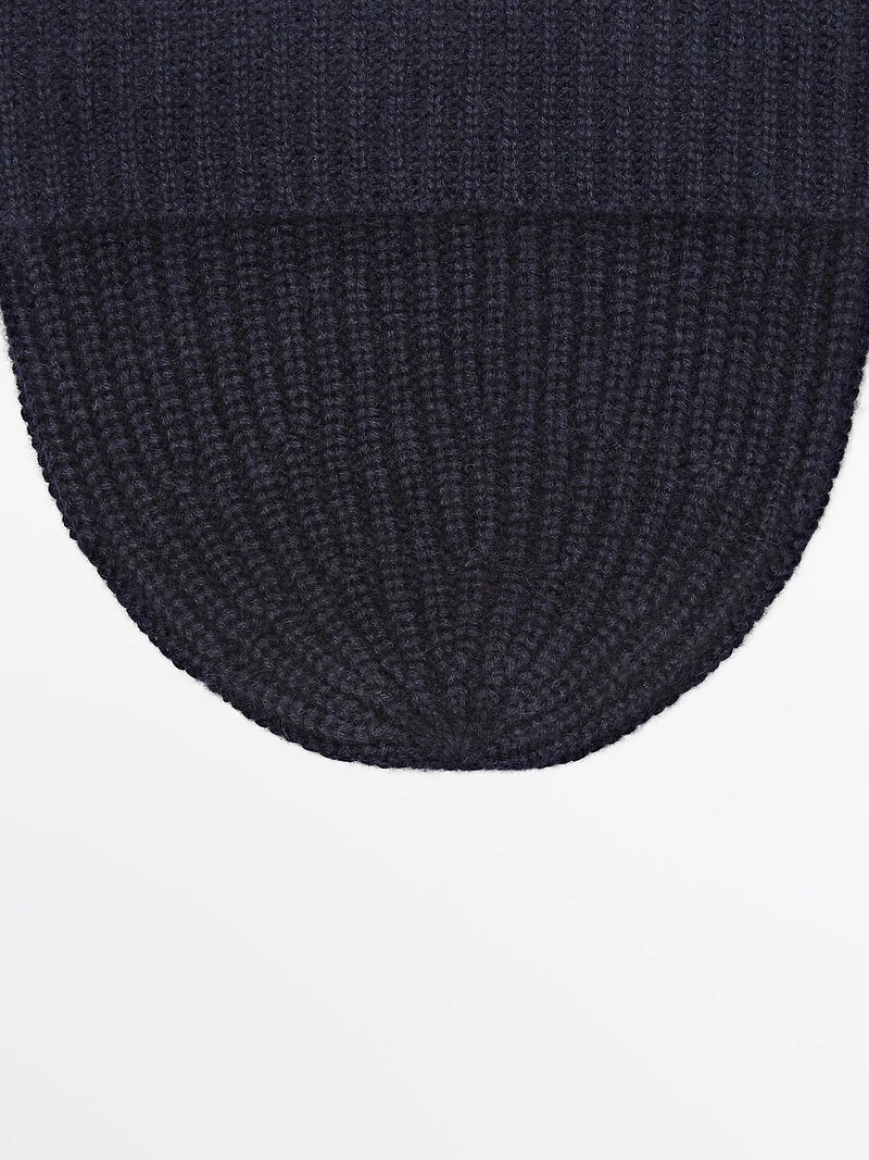 Bonnet côtelé 100 % cachemire
