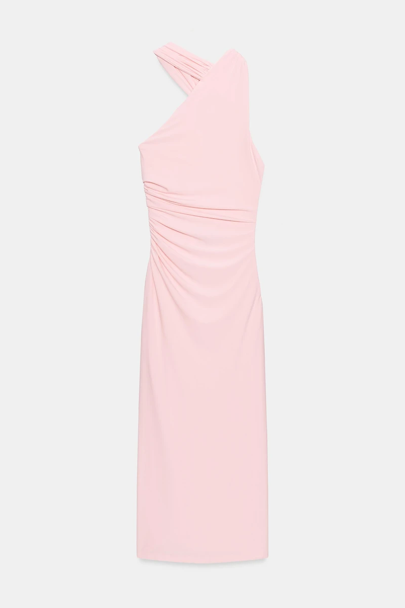 RUCHED HALTER DRESS