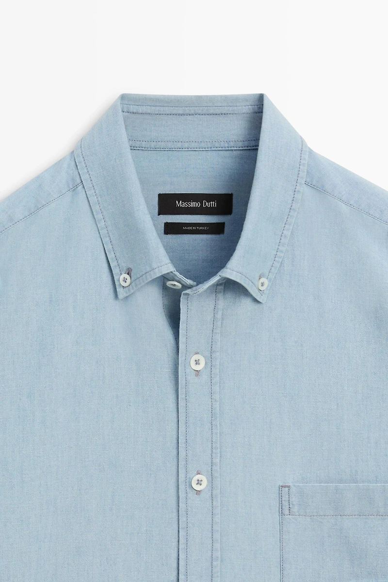 Relaxed fit denim shirt with pocket detail