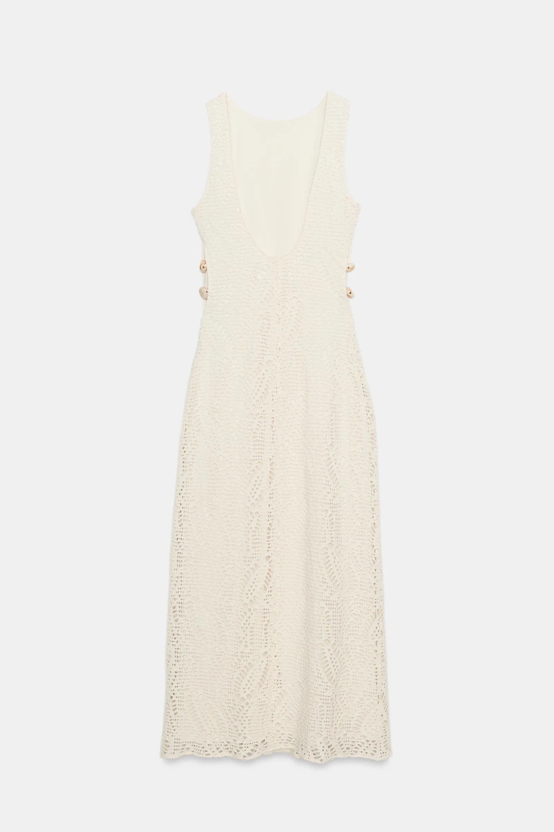 BEADED CROCHET CUT OUT MIDI DRESS