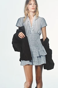 RUFFLED PLAID SHORT DRESS