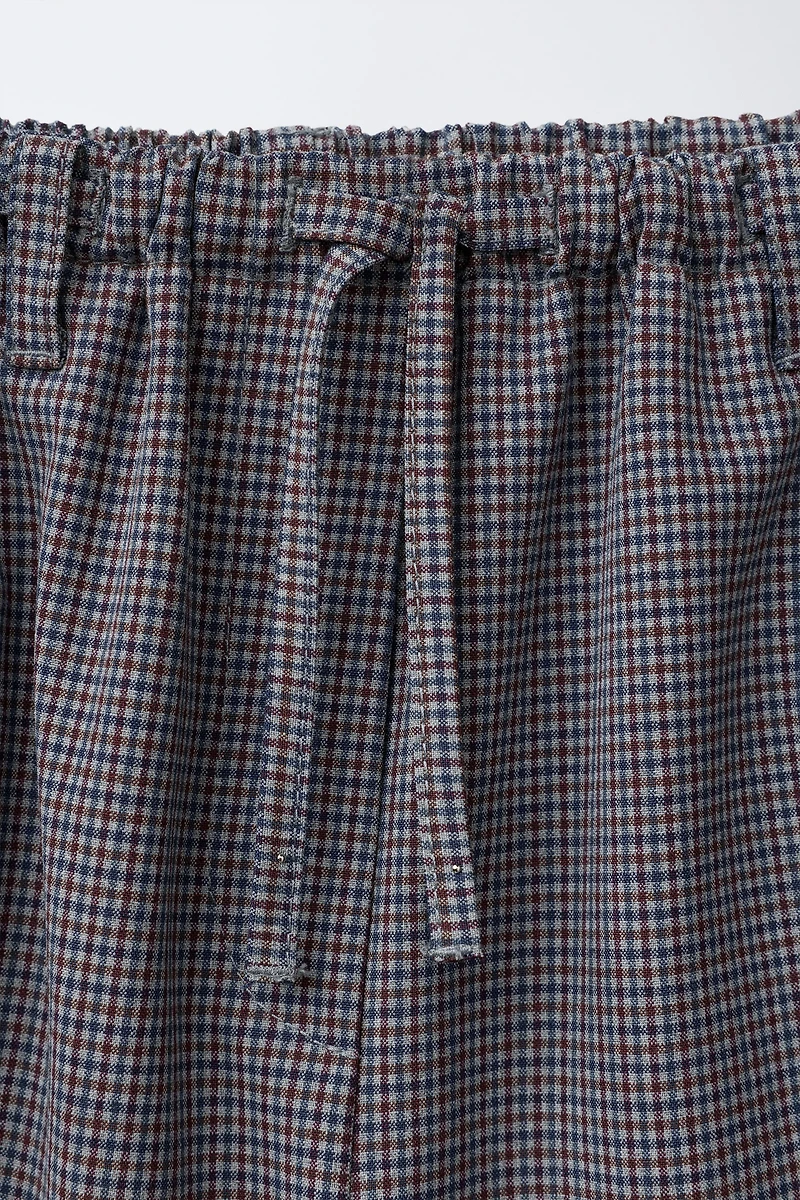 PLAID DRAWSTRING PANTS