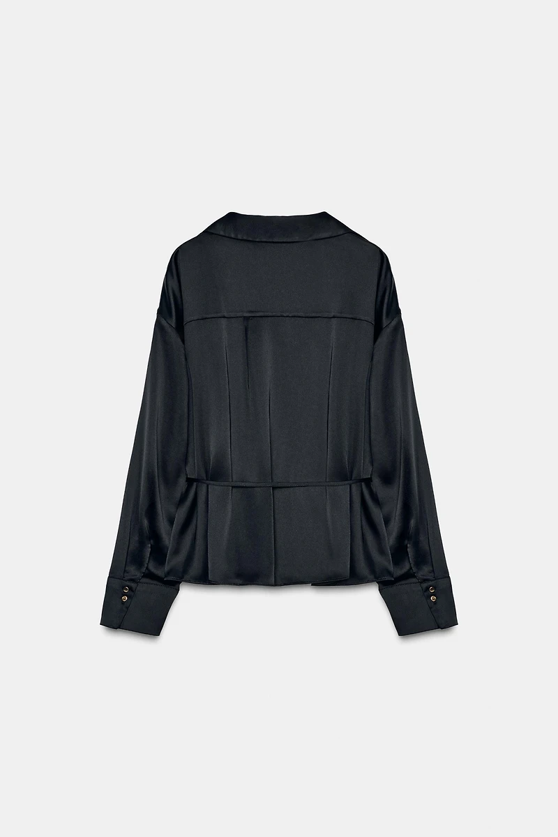 SATIN EFFECT BLOUSE WITH THIN BELT