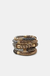 FIVE-PACK OF ELASTIC BRACELETS WITH METAL PIECES