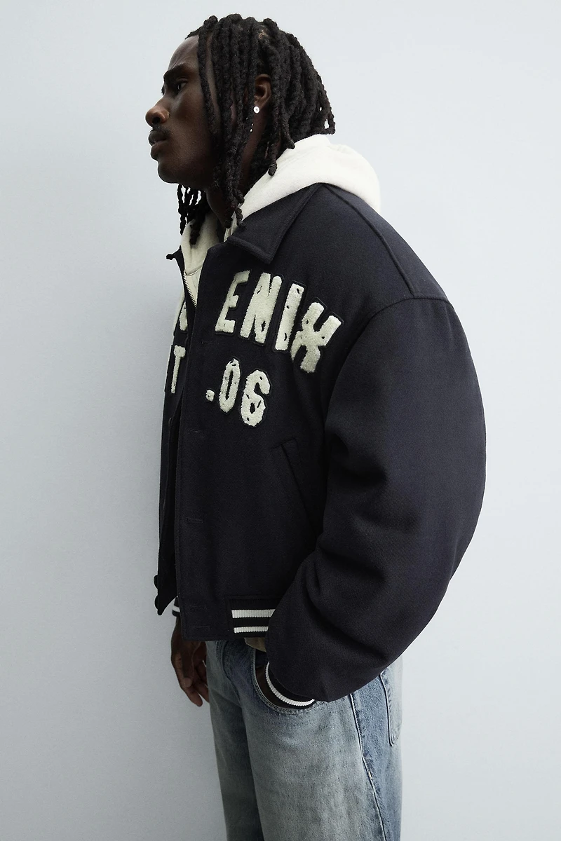 PATCHES QUILTED BOMBER JACKET