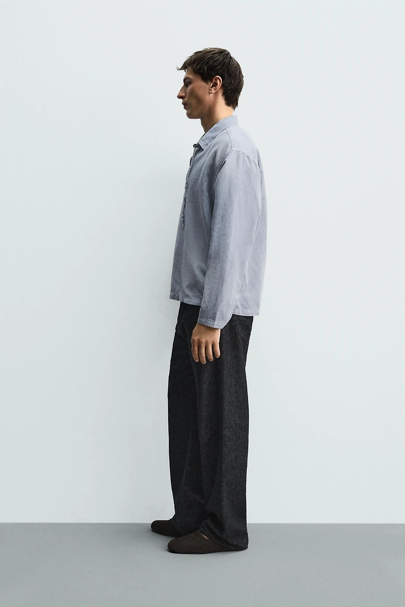 COTTON LINEN BLEND POLO SHIRT