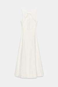EMBROIDERED EYELET MIDI DRESS