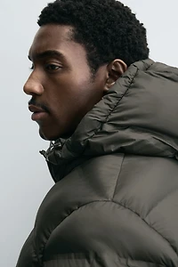 WATER REPELLENT HOODIE PUFFER JACKET