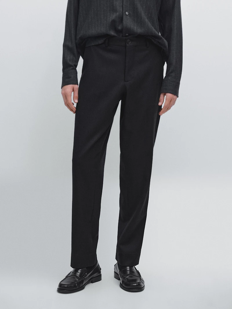 100% wool corduroy-effect flannel trousers