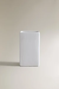 EARTHENWARE TOOTHBRUSH HOLDER WHITE