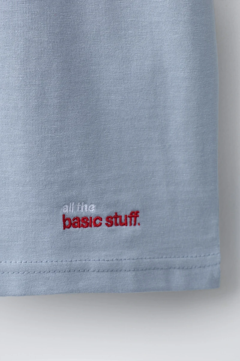 EMBROIDERED TEXT RAGLAN SLEEVE T-SHIRT