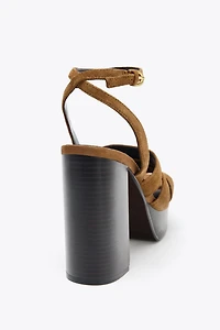 SPLIT LEATHER PLATFORM SANDALS