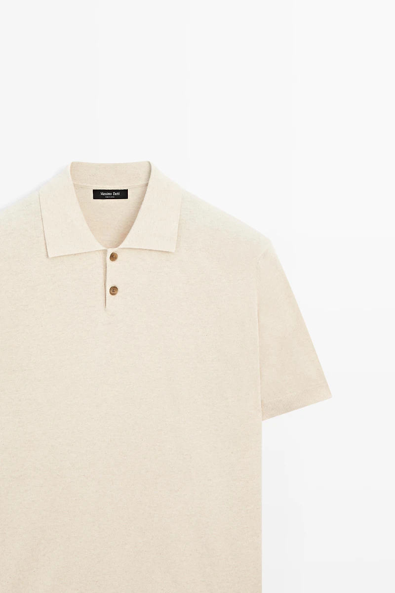 Cotton linen blend polo shirt