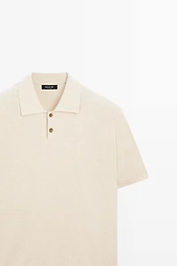 Cotton linen blend polo shirt