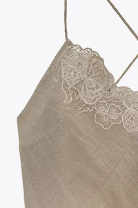 EMBROIDERED MIDI SLIP DRESS